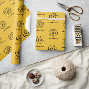 Yellow Business Logo Company Name Promotional Wrapping Paper