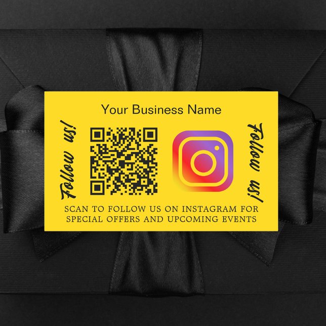 Yellow business name qr code Instagram Rectangular Sticker (Creator Uploaded)