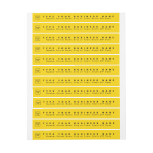 Yellow Business Return Address Slim Wrap Around Label
