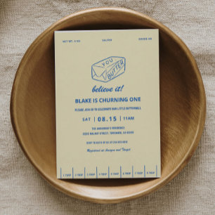 Yellow Butter Believe It Birthday Party Invitation