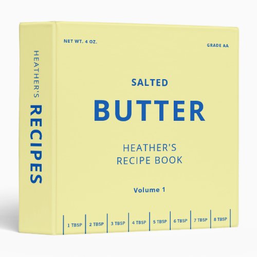 Yellow Butter Theme Recipe Book 3 Ring Binder