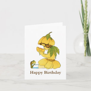 Yellow Buttercup Child Happy Birthday Note Card