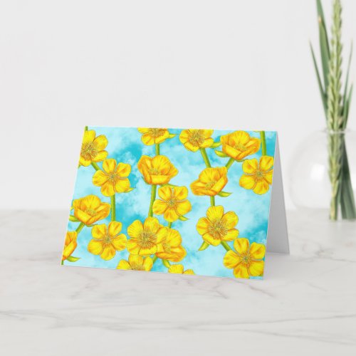 Yellow Buttercup Floral Design Note Card