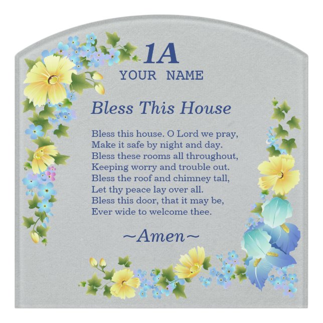 Yellow Buttercups and Blue Iris Floral  Door Sign (Contour Front)