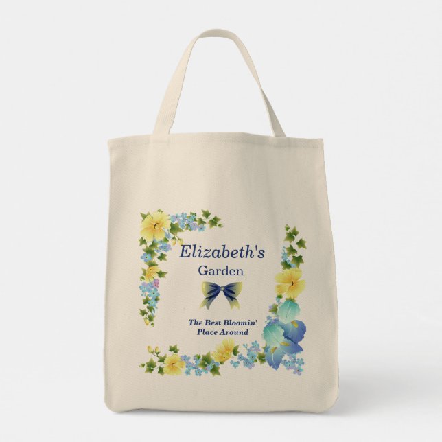 Yellow Buttercups and Blue Iris Tote Bag (Back)