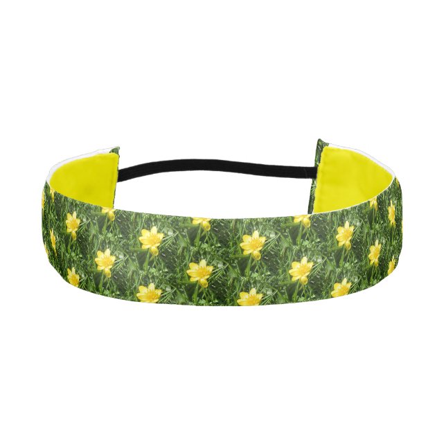Yellow Buttercups In Green Grass Athletic Headband (Front)