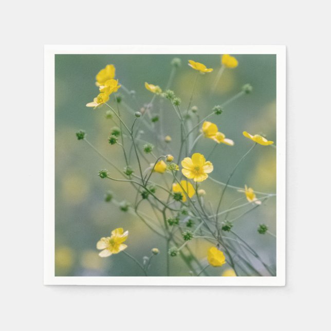 Yellow buttercups paper napkins (Front)