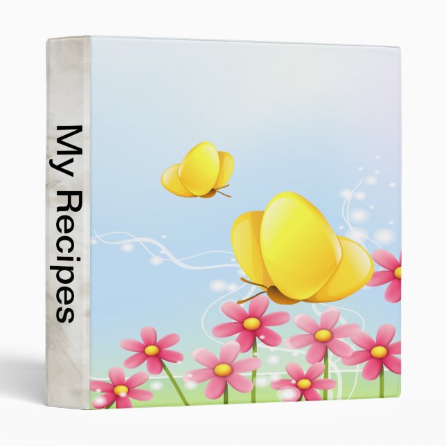 Yellow Butterflies 3 Ring Binder (Front/Spine)