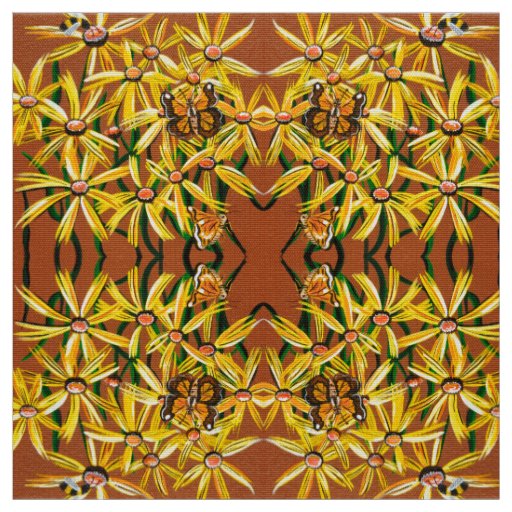 Yellow butterflies and Bees Fabric