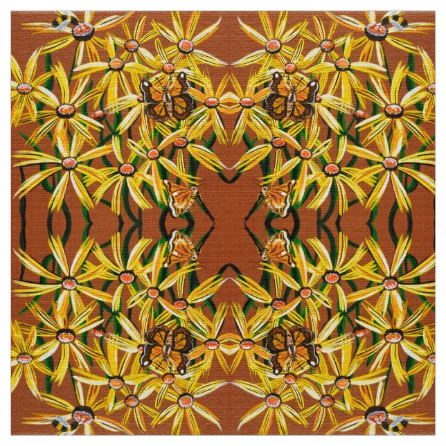 Yellow butterflies and Bees Fabric (Swatch)