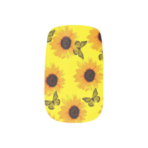 Yellow Butterflies And Sunflowers,   Minx Nail Art