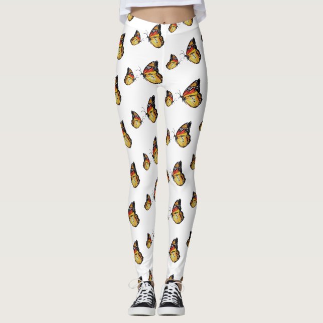 Yellow Butterflies Art Custom Leggings (Front)