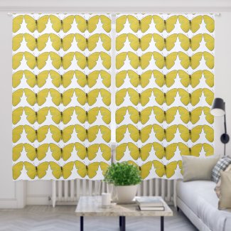 Yellow Butterflies Drapes Curtains