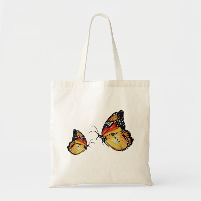 Yellow Butterflies Drawing Budget Tote (Front)