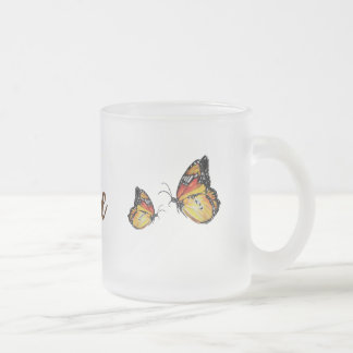Yellow Butterflies Drawing  Frosted Glass Mug
