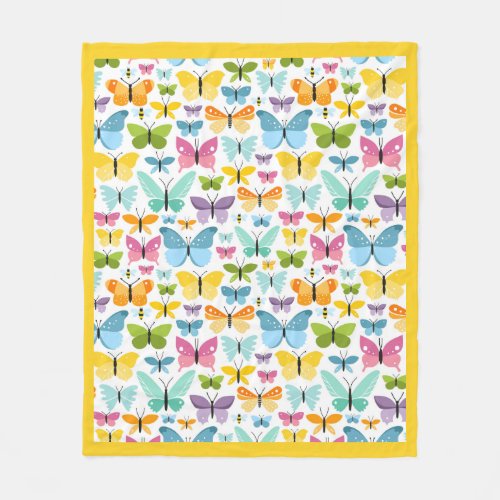 Yellow Butterflies Fleece Blanket
