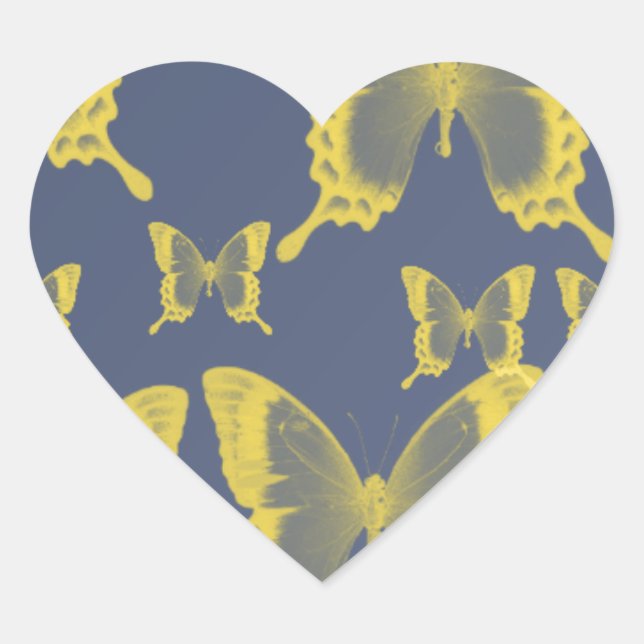 yellow butterflies in yellow heart sticker (Front)