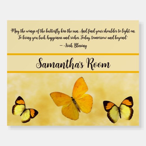 Yellow Butterflies Irish Blessing and Name  Poster