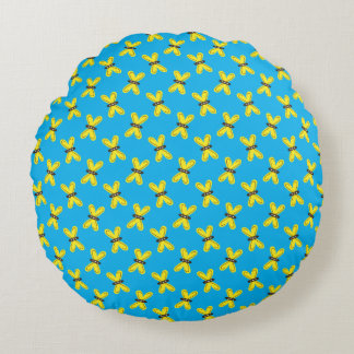 Yellow Butterflies Pattern Round Pillow