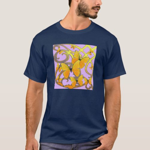 YELLOW BUTTERFLIES PINK_GREEN ABSTRACT ART T_Shirt