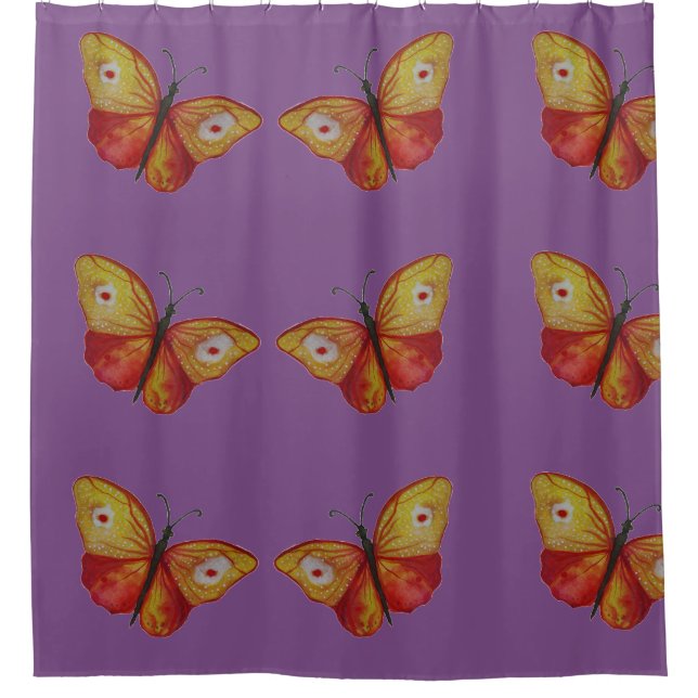 Yellow Butterflies Shower Curtain (Front)