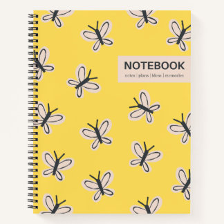 Yellow butterflies spiral bound notebook