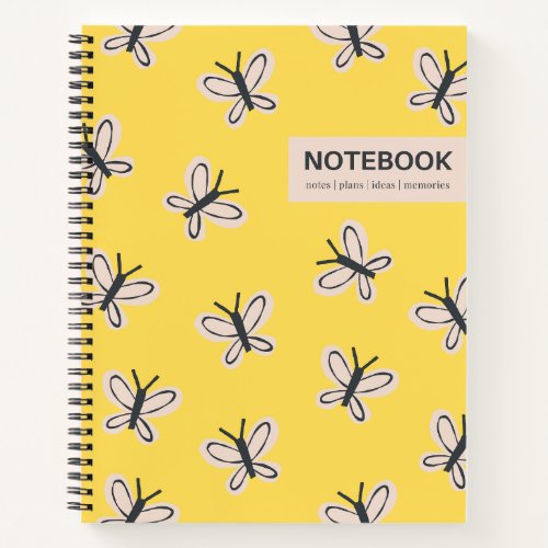 Yellow butterflies spiral bound notebook 