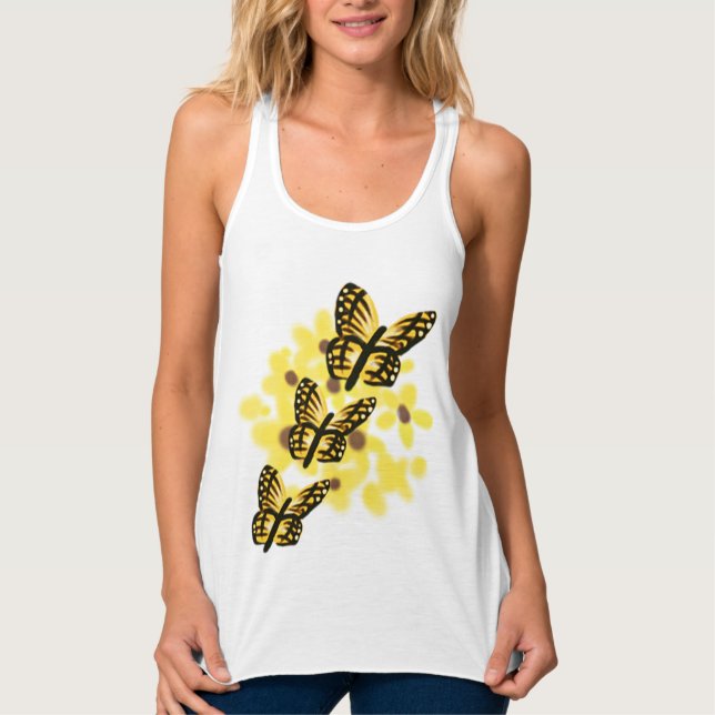 Yellow Butterflies Tank Top (Front)