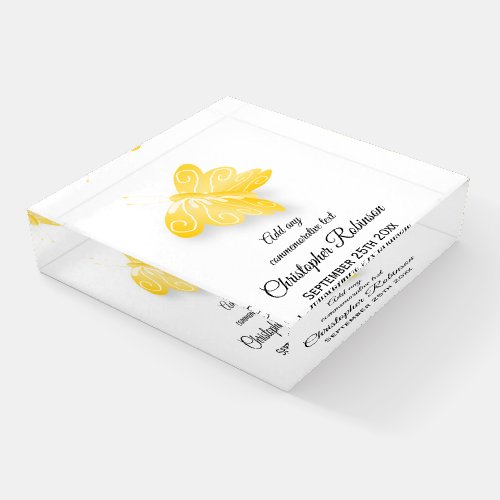 Yellow Butterfly Achievement Paperweight