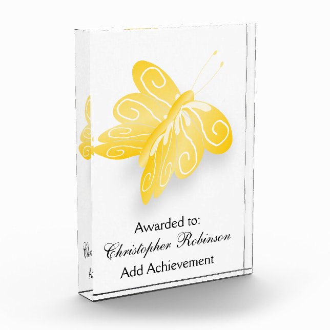 Yellow Butterfly Acrylic Award (Left)
