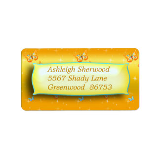 Yellow Butterfly Address Label