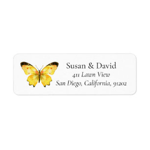 Yellow Butterfly Address Label