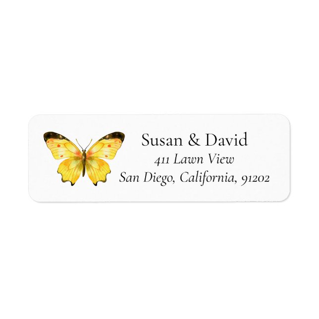 Yellow Butterfly Address Label (Front)