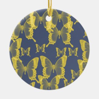 yellow butterfly ceramic ornament