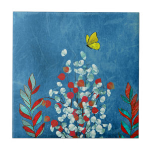Yellow Butterfly Ceramic Tile