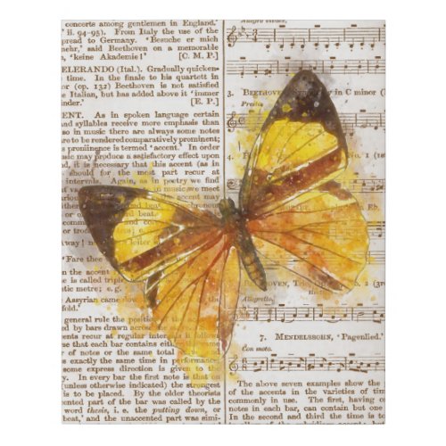 Yellow Butterfly Collage Faux Canvas Print
