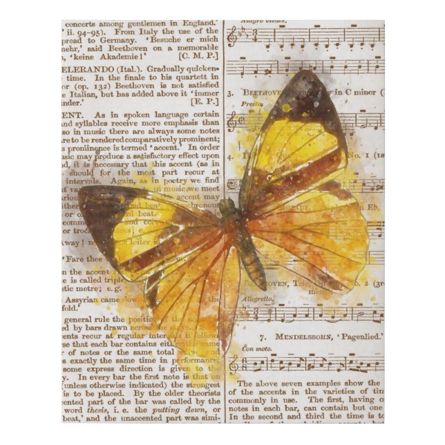 Yellow Butterfly Collage Faux Canvas Print (Front)