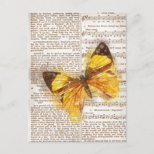 Yellow Butterfly Collage Postcard
