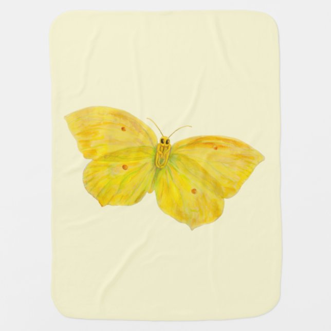 Yellow Butterfly Common Brimstone flying   Baby Blanket (Front)