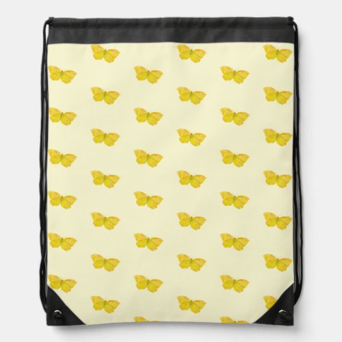 Yellow Butterfly Common Brimstone Flying   Drawstring Bag