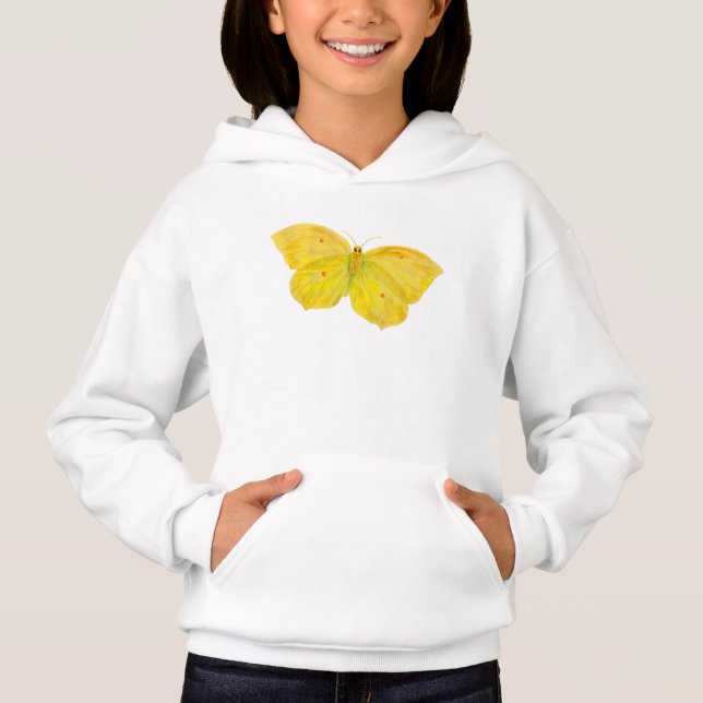 Yellow Butterfly Common Brimstone flying  Hoodie (Front)