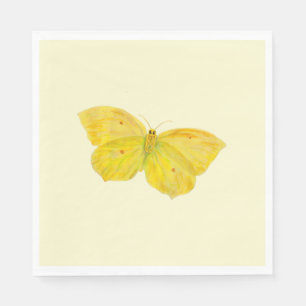 Yellow Butterfly Common Brimstone flying  Napkins