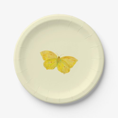 Yellow Butterfly Common Brimstone flying  Paper Plates
