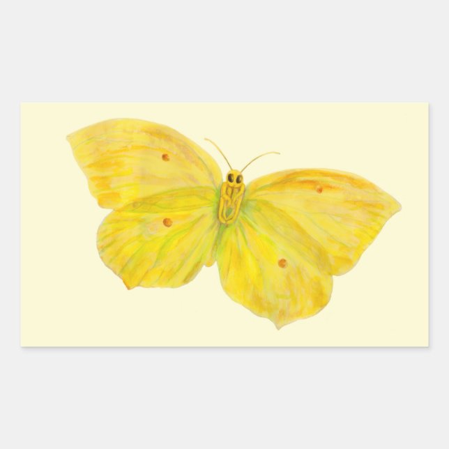 Yellow Butterfly Common Brimstone flying   Rectangular Sticker (Front)