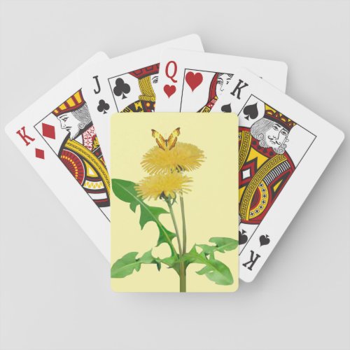 Yellow Butterfly  Dandelion Classic Playing Cards