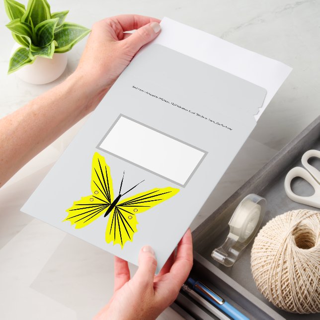 Yellow Butterfly Design Any Colour Background Envelope Mailers (Desk)