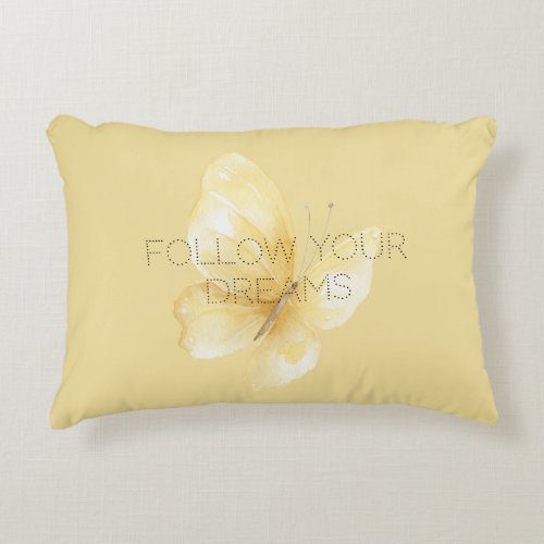 Yellow Butterfly Dreams Accent Pillow