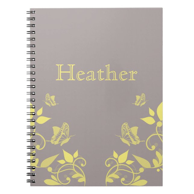 Yellow Butterfly Floral Notebook (Front)
