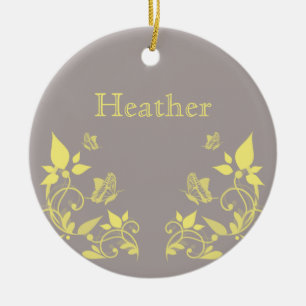 Yellow Butterfly Floral Ornament
