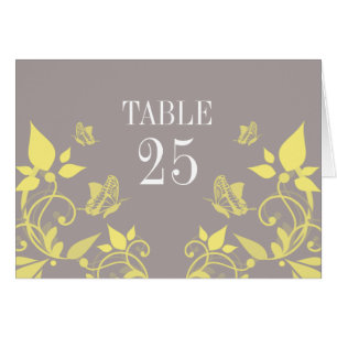 Yellow Butterfly Floral Table Number Card